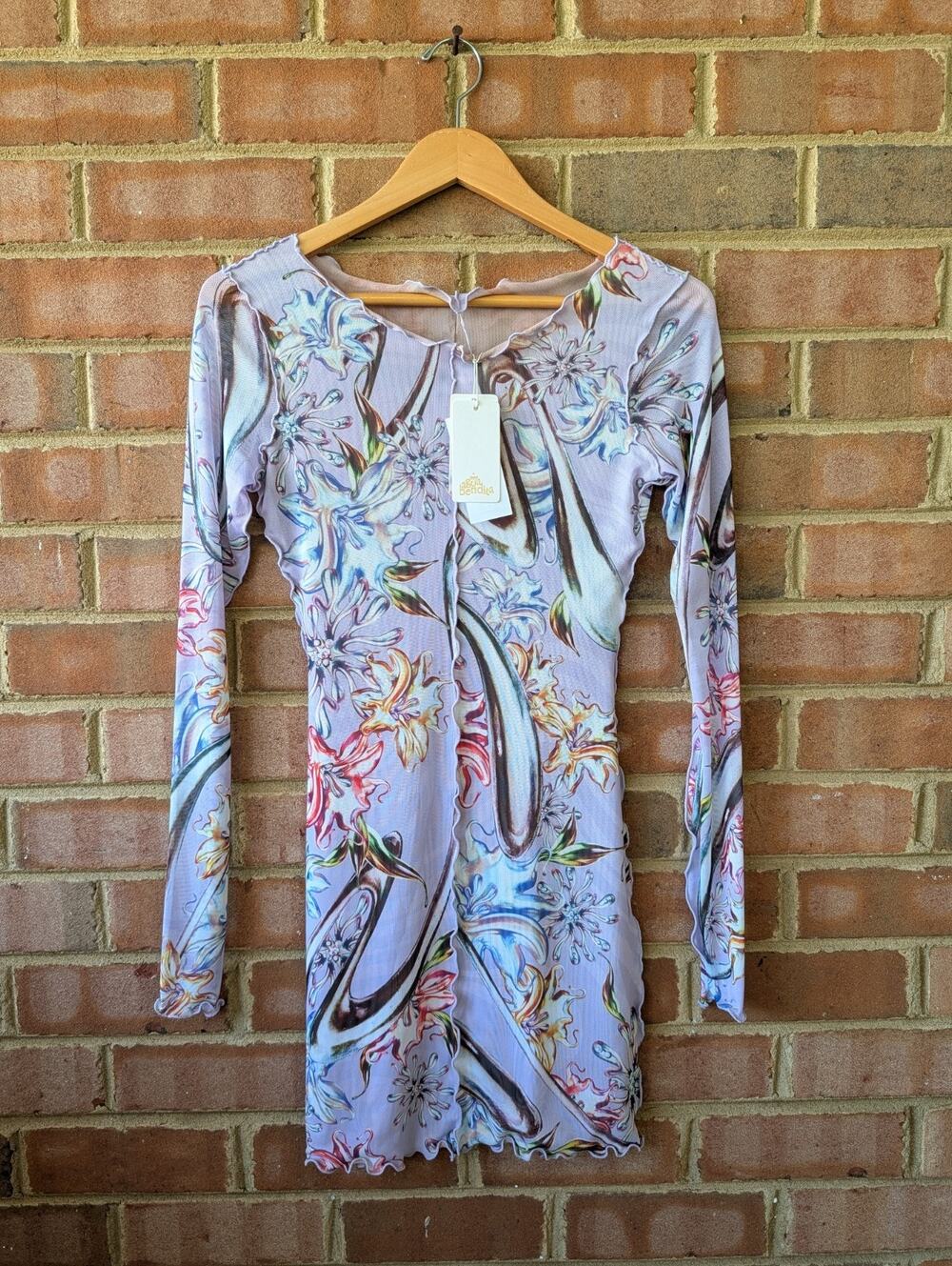 Agua Bendita Silver Garden Hadley Mesh Dress Lilac Purple New Sz S Swim Cover Up